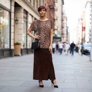 Leopard Print Top With Tiny Gold Flacks, Body con Top Only.